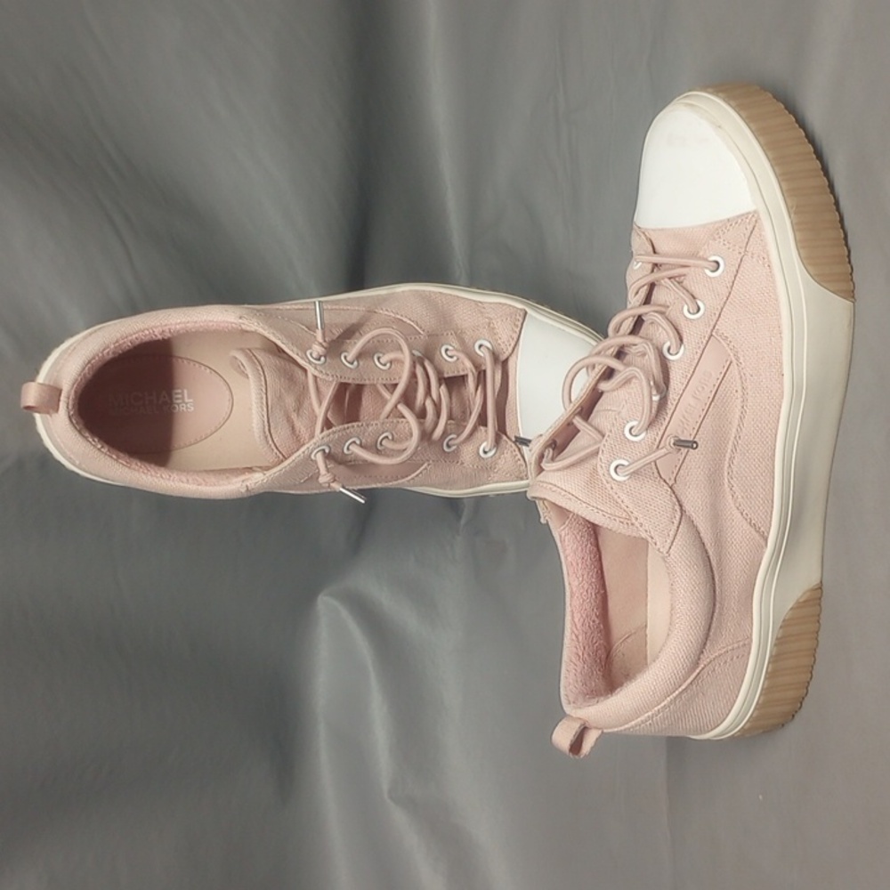 Michael kors pink and white canvas tennis shoes size 9.5